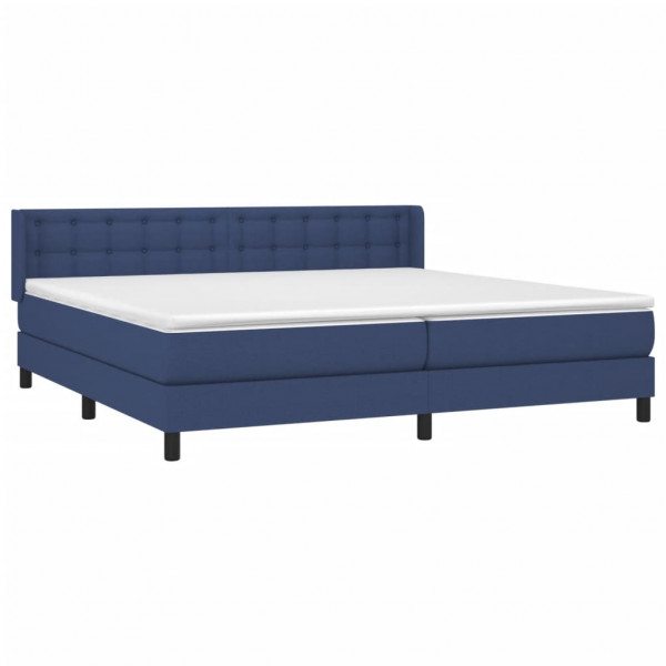 Cama com molas/colchão 200x200 cm tecido azul M 3