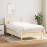 Cama box spring con colchón tela color crema 80x200 cm 1