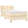 Cama box spring con colchón tela color crema 80x200 cm 3