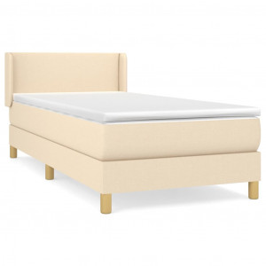 Cama box spring con colchón tela color crema 90x190 cm H