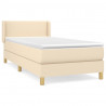 Cama box spring con colchón tela color crema 90x190 cm 2