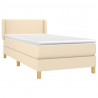 Cama box spring con colchón tela color crema 90x190 cm 3