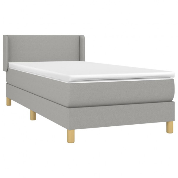 Cama com molas/colchão 90x200 cm tecido cinza-claro M 3