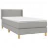 Cama box spring con colchón tela gris claro 90x200 cm 3