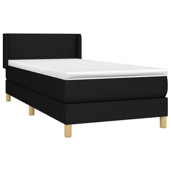 Cama com molas/colchão 90x200 cm tecido preto M 3