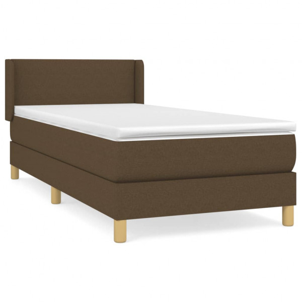 Cama box spring con colchón tela marrón oscuro 90x200 cm M 2
