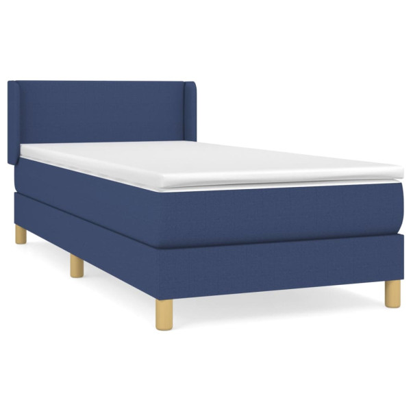 Cama box spring con colchón tela azul 90x200 cm M 2
