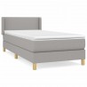 Cama box spring con colchón tela gris claro 100x200 cm 2