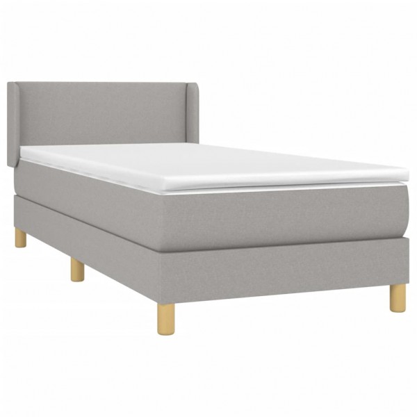 Cama box spring con colchón tela gris claro 100x200 cm M 3