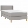 Cama box spring con colchón tela gris claro 100x200 cm 3