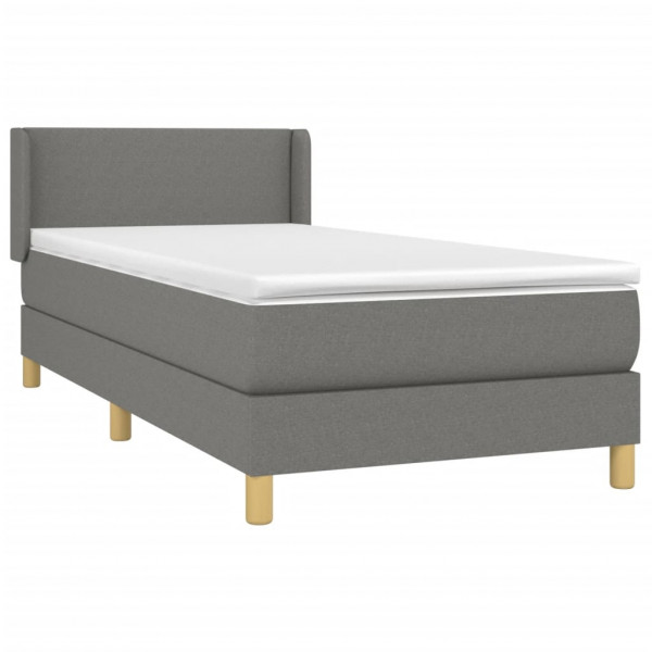 Cama box spring con colchón tela gris oscuro 100x200 cm M 3