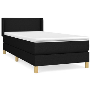 Cama box spring con colchón tela negro 100x200 cm H