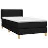 Cama com molas/colchão 100x200 cm tecido preto 3