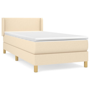 Cama box spring con colchón tela color crema 100x200 cm H