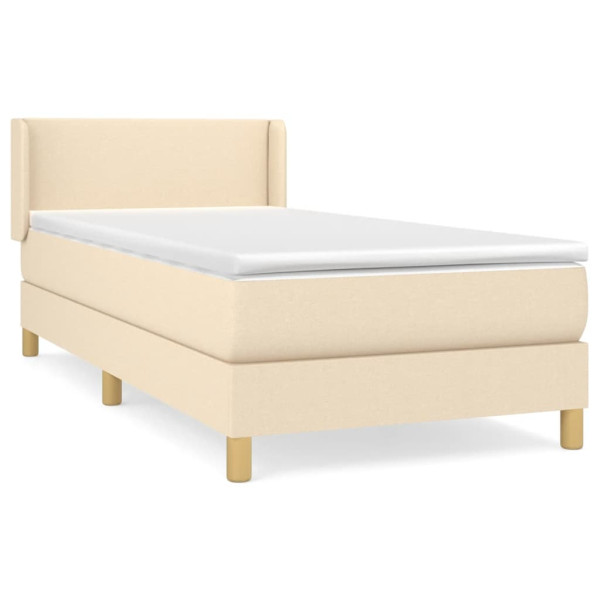 Cama box spring con colchón tela color crema 100x200 cm M 2