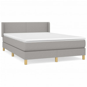 Cama box spring con colchón tela gris claro 140x190 cm H