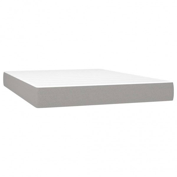 Cama box spring con colchón tela gris claro 140x190 cm M 5