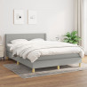 Cama box spring con colchón tela gris claro 140x200 cm 1