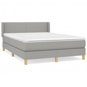 Cama box spring con colchón tela gris claro 140x200 cm H