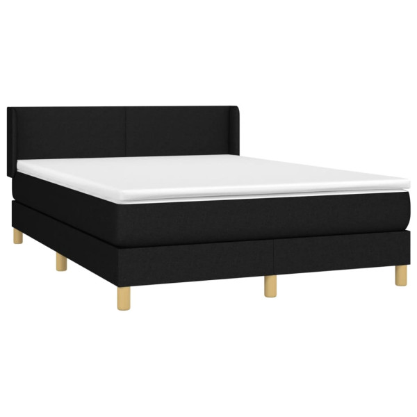 Cama box spring con colchón tela negro 140x200 cm M 3