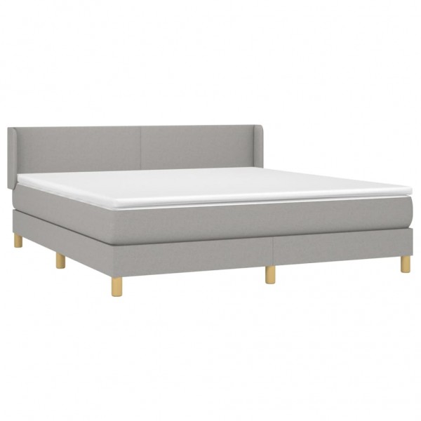 Cama box spring con colchón tela gris claro 160x200 cm M 3
