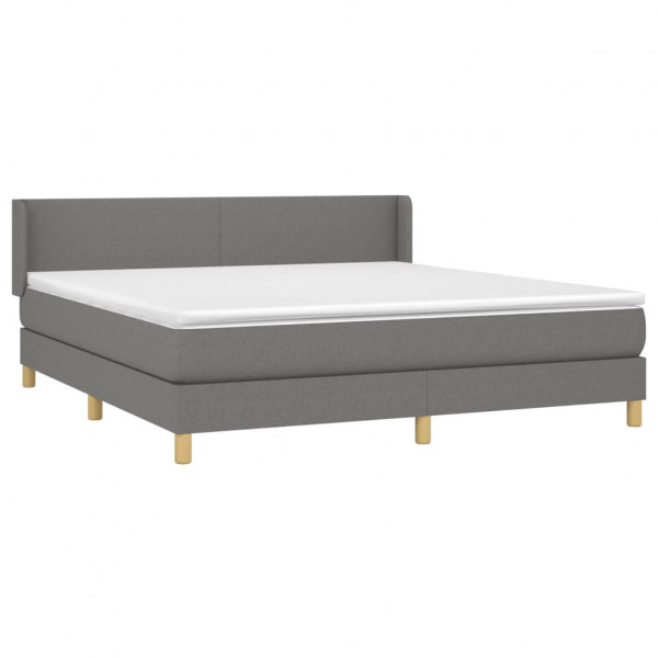 Cama box spring con colchón tela gris oscuro 160x200 cm M 3