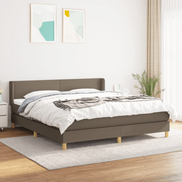 Cama box spring con colchón tela gris taupe 160x200 cm D