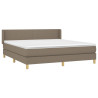 Cama box spring con colchón tela gris taupe 160x200 cm 3