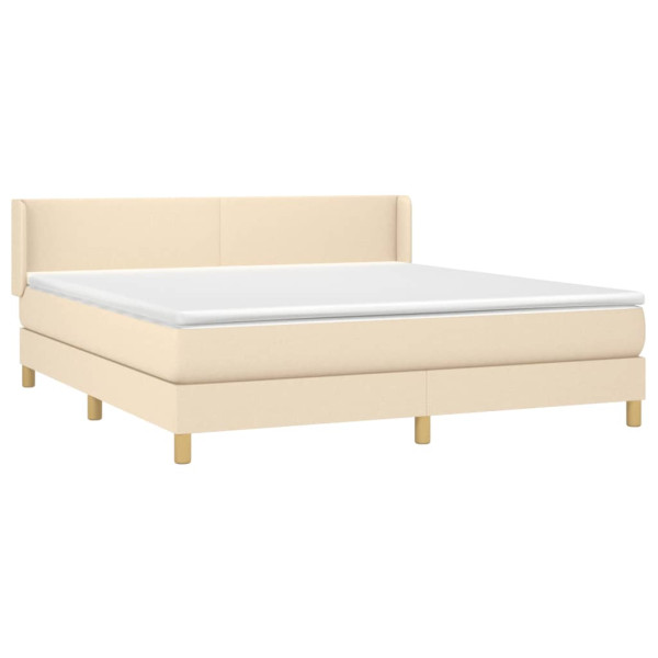 Cama box spring con colchón tela color crema 160x200 cm M 3