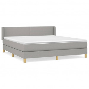 Cama box spring con colchón tela gris claro 180x200 cm H