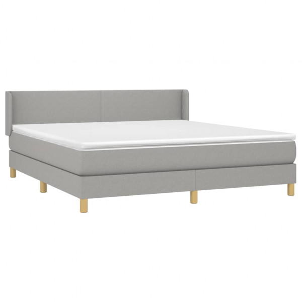 Cama box spring con colchón tela gris claro 180x200 cm M 3
