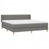 Cama box spring con colchón tela gris oscuro 180x200 cm 3