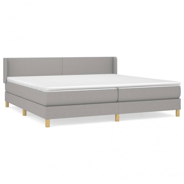 Cama box spring con colchón tela gris claro 200x200 cm M 2