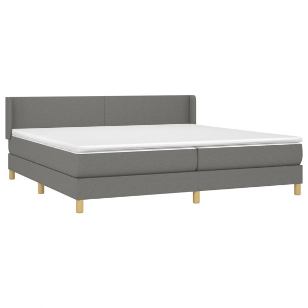 Cama box spring con colchón tela gris oscuro 200x200 cm M 3