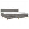 Cama box spring con colchón tela gris oscuro 200x200 cm 3