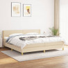 Cama box spring con colchón tela color crema 200x200 cm 1