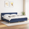 Cama box spring con colchón tela azul 200x200 cm 1