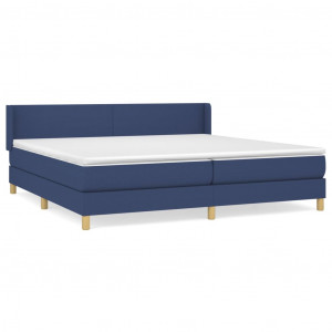 Cama box spring con colchón tela azul 200x200 cm H