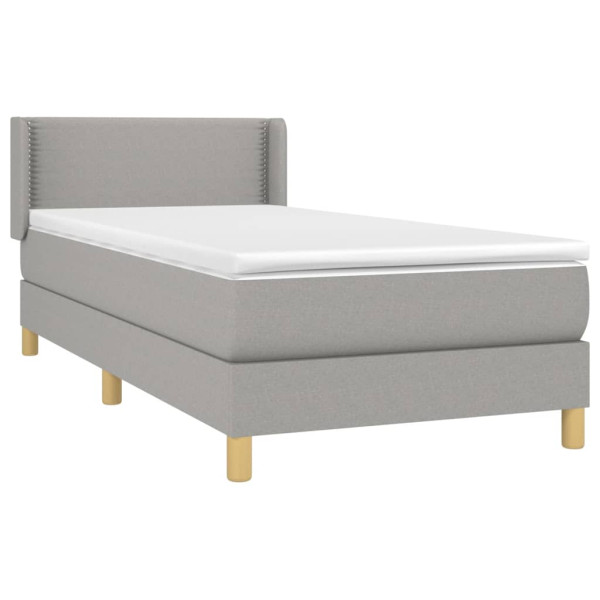 Cama box spring con colchón tela gris claro 80x200 cm M 3