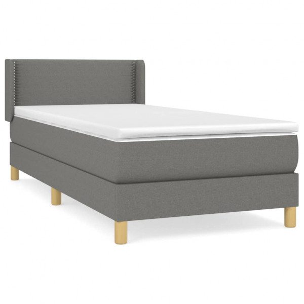 Cama box spring con colchón tela gris oscuro 80x200 cm M 2