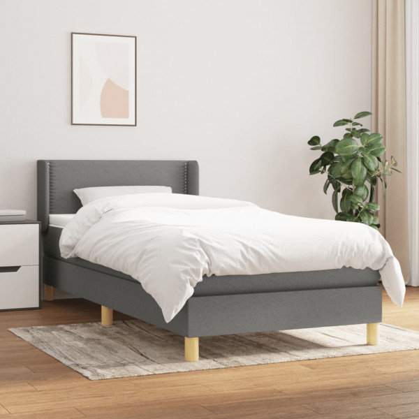Cama box spring con colchón tela gris oscuro 90x190 cm D
