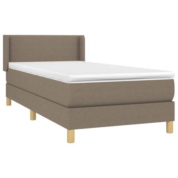 Cama box spring con colchón tela gris taupe 90x200 cm M 3