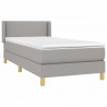 Cama box spring con colchón tela gris claro 100x200 cm 3