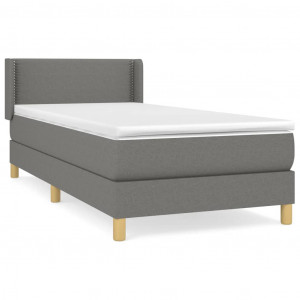 Cama box spring con colchón tela gris oscuro 100x200 cm H