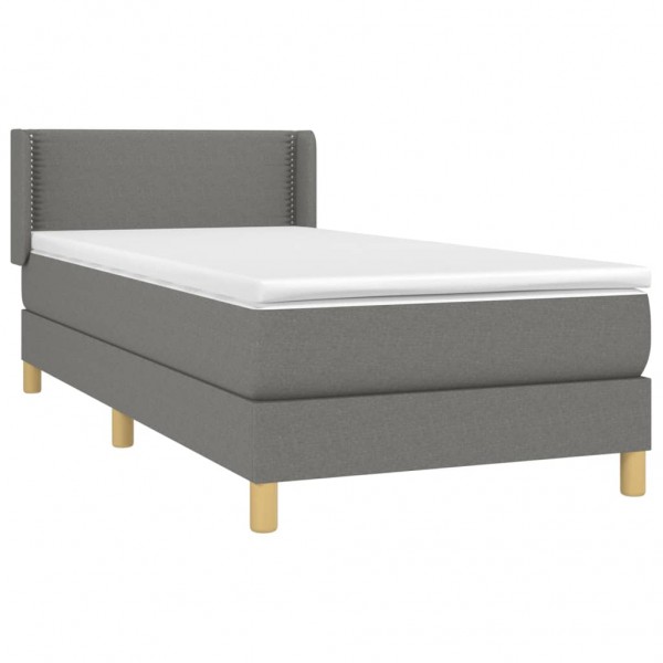 Cama box spring con colchón tela gris oscuro 100x200 cm M 3