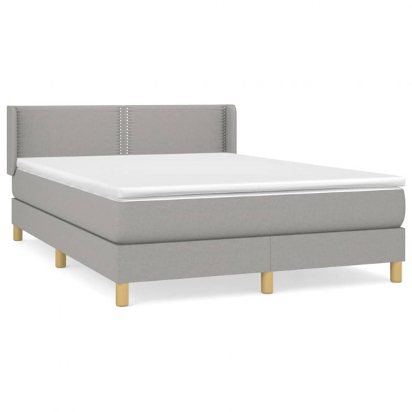 Cama box spring con colchón tela gris claro 140x190 cm M 2