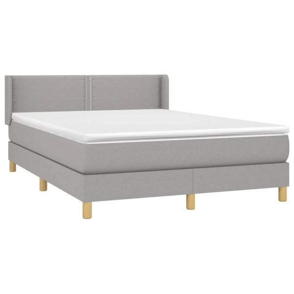Cama box spring con colchón tela gris claro 140x190 cm M 3