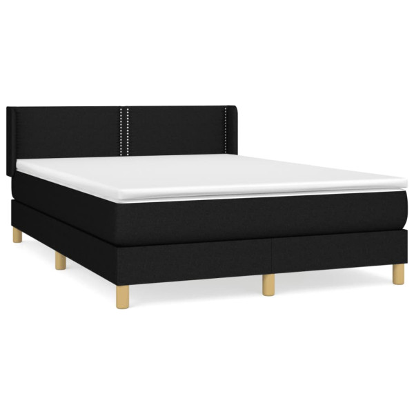 Cama box spring con colchón tela negro 140x200 cm M 2