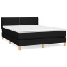 Cama box spring con colchón tela negro 140x200 cm 2
