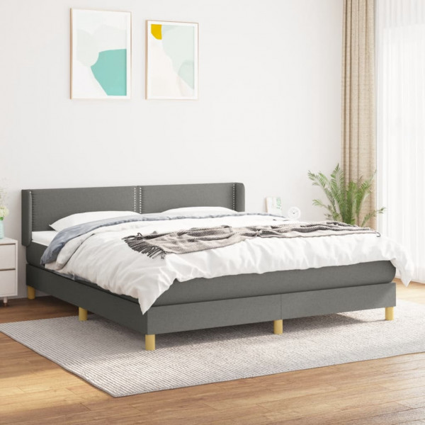 Cama box spring con colchón tela gris oscuro 160x200 cm D